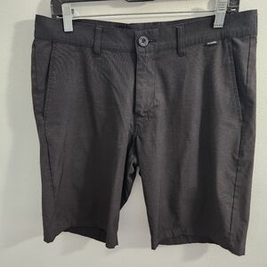 Travis Mathew Shorts Black Textured Golf Casual Chino Flat Front Men's 32